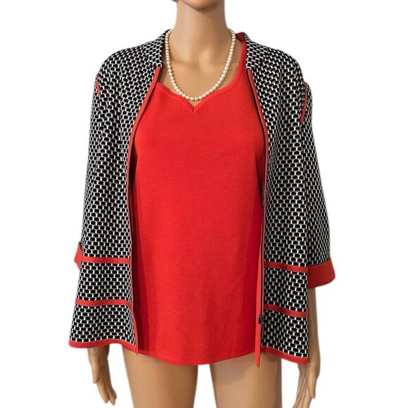 Ming Wang Set Women’s Size Medium Matching Red/Orange Tank Top and Jacket - Picture 1 of 16